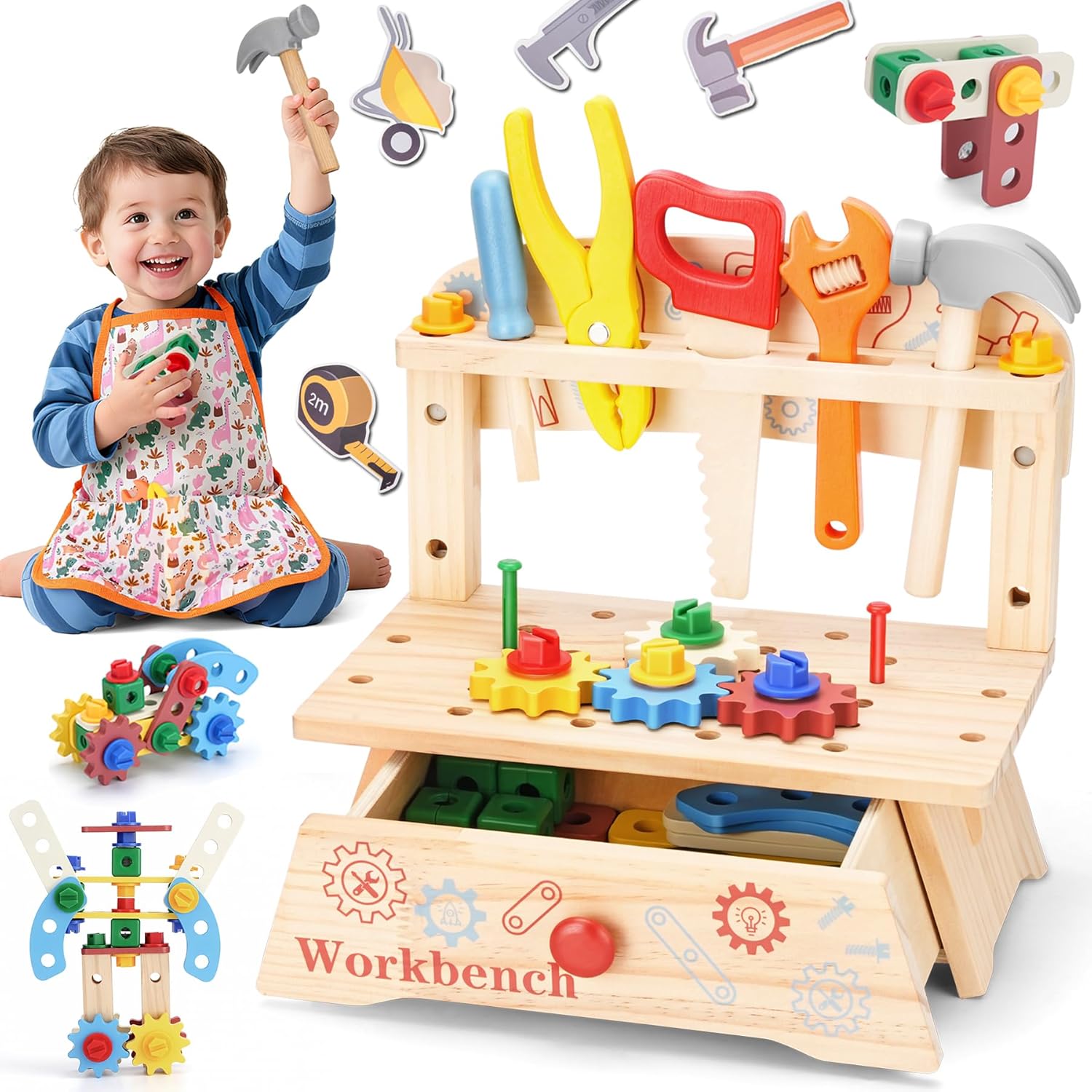 Wooden Tool Bench for Kids,Mon - Gardening Tools For Kids ulasan dan harga